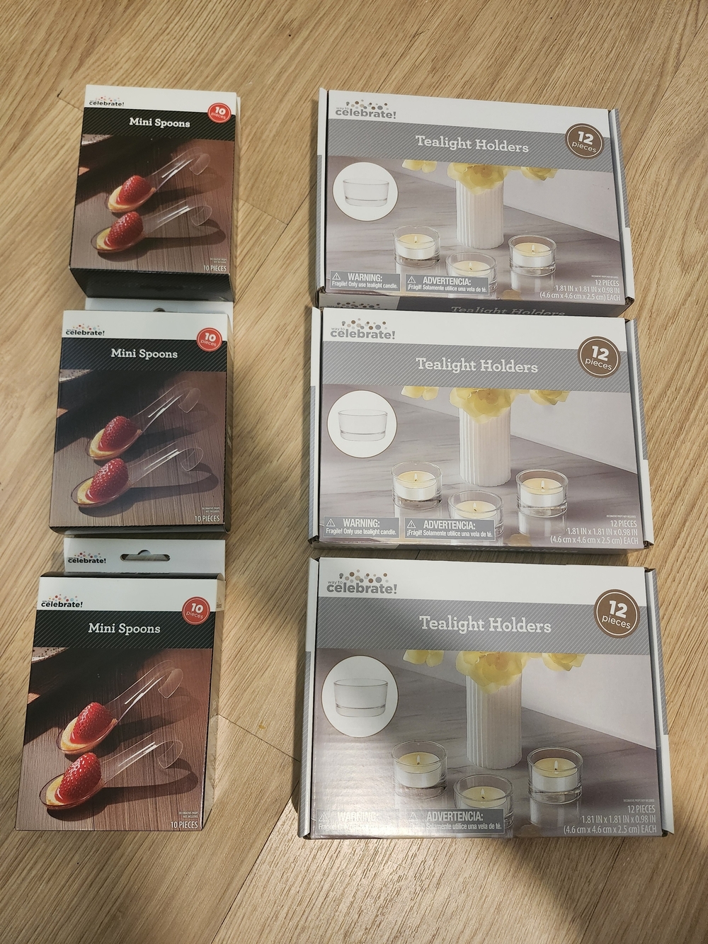 Clear Tealight Holders & Mini Spoons Set - Clear